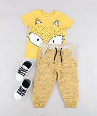 Calca-Infantil-em-Moletom-Mescla-Amarela-9340460-Amarelo_3