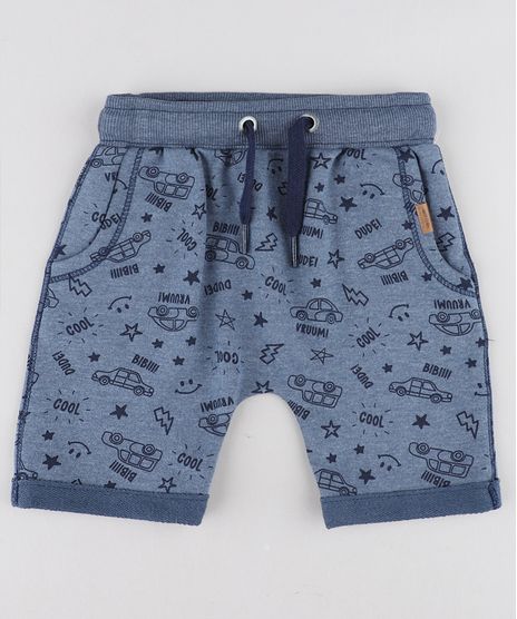 Bermuda-Infantil-Jogger-Estampada-de-Carros-em-Moletom-Azul-9428937-Azul_1