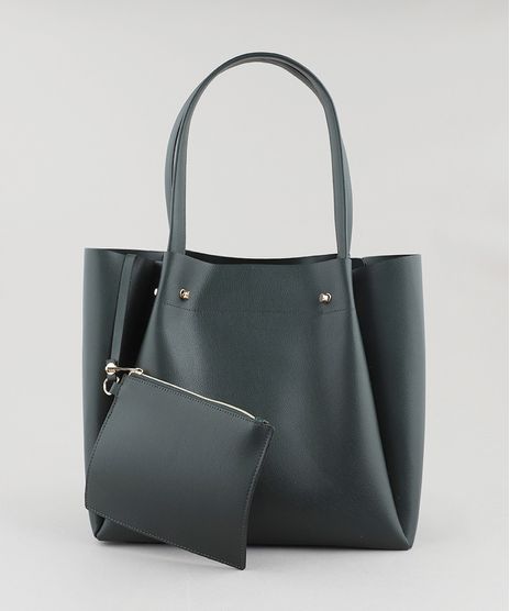 Bolsa-Feminina-Shopper-Grande-com-Piercings--Verde-Escuro-9108100-Verde_Escuro_1