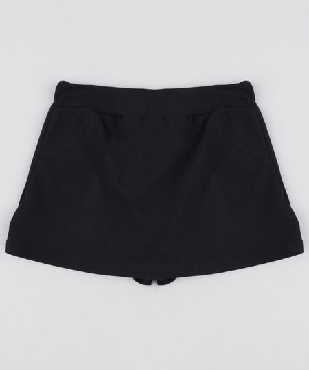 Short Saia Infantil Básico Curto Preto Menor preço em Short Saia Infantil Básico Curto Preto