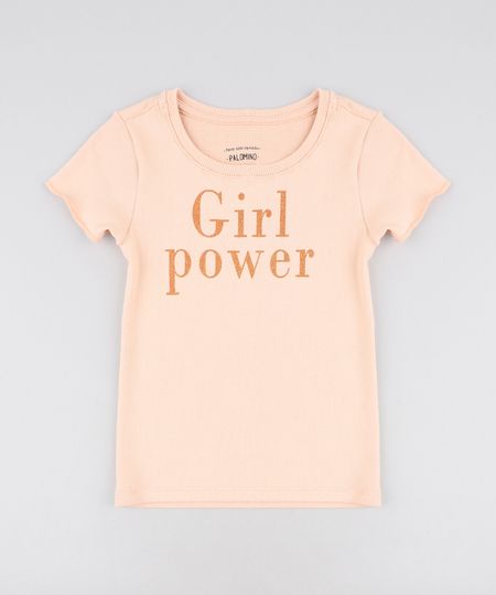 Blusa-Infantil-Canelada--Girl-Power--com-Glitter-Manga-Curta-Decote-Redondo-Laranja-Claro-9457393-Laranja_Claro_1