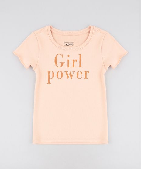Blusa-Infantil-Canelada--Girl-Power--com-Glitter-Manga-Curta-Decote-Redondo-Laranja-Claro-9457393-Laranja_Claro_1