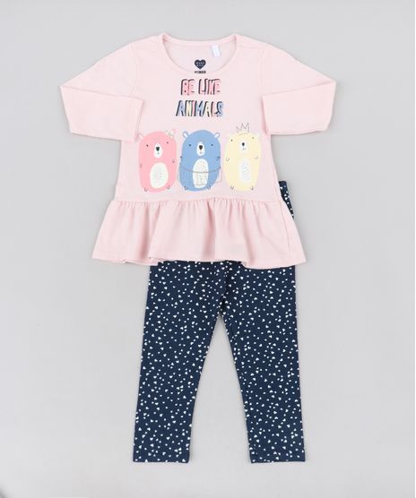 Conjunto-Infantil-de-Blusa-com-Babado-Manga-Longa-Rosa-Claro---Calca-Legging-Estampada-de-Coracoes-Azul-Marinho-9425667-Azul_Marinho_1