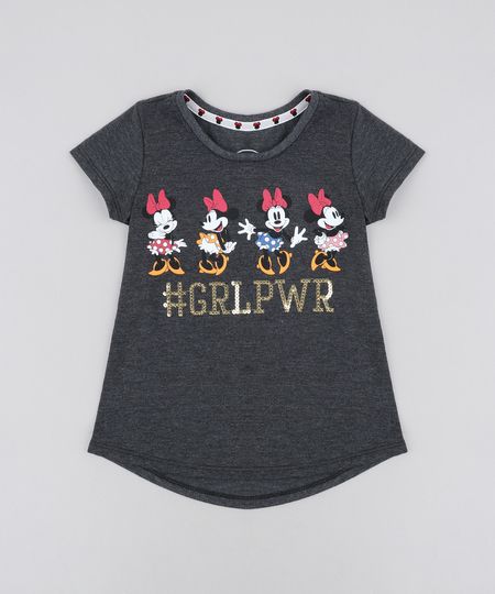 Blusa-Infantil-Minnie-com-Paete-Manga-Curta-Decote-Redondo-Cinza-Mescla-Escuro-9406272-Cinza_Mescla_Escuro_1