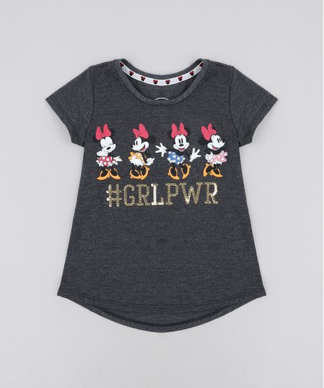 Blusa-Infantil-Minnie-com-Paete-Manga-Curta-Decote-Redondo-Cinza-Mescla-Escuro-9406272-Cinza_Mescla_Escuro_1