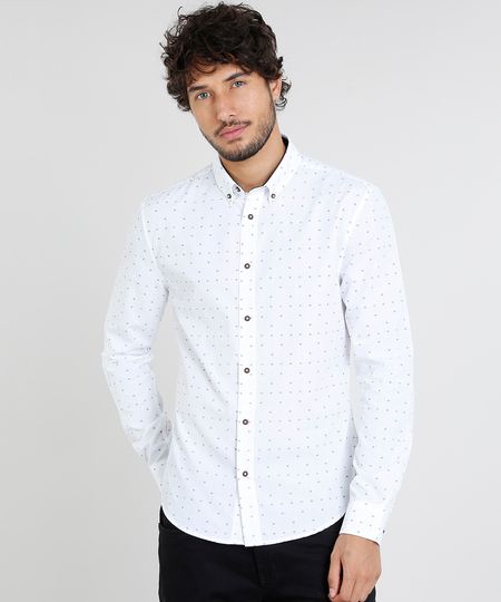 Camisa-Masculina-Slim-Estampada-Mini-Print-Manga-Longa-Branca-9252884-Branco_1