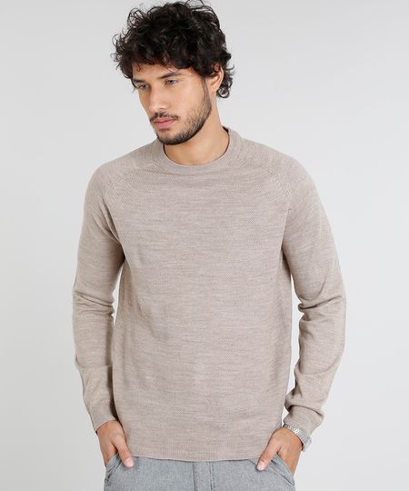 Sueter-Masculino-em-Trico-com-Suede-Kaki-9327988-Kaki_1 Sueter-Masculino-em-Trico-com-Suede-Kaki-9327988-Kaki_1