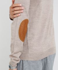 Sueter-Masculino-em-Trico-com-Suede-Kaki-9327988-Kaki_4