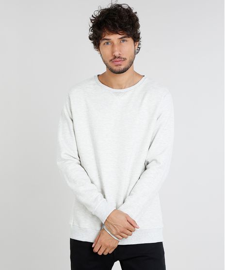 Blusao-Masculino-Basico-Mescla-em-Moletom-Bege-Claro-9467270-Bege_Claro_1
