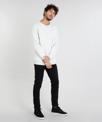 Blusao-Masculino-Basico-Mescla-em-Moletom-Bege-Claro-9467270-Bege_Claro_3