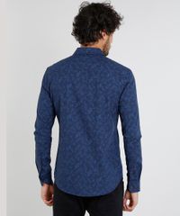 Camisa-Masculina-Slim-Estampada-de-Folhagem-Manga-Curta-Azul-Marinho-9252883-Azul_Marinho_2