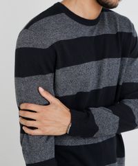 Sueter-Masculino-Listrado-em-Trico-Preto-9364115-Preto_4