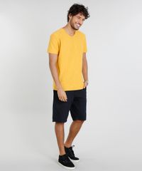 Camiseta-Masculina-Basica-Manga-Curta-Gola-V-Mostarda-9447466-Mostarda_3