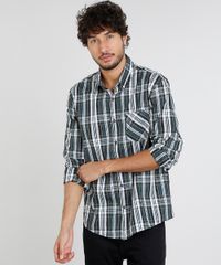 Camisa-Masculina-Comfort-Estampada-Xadrez-com-Bolso-Manga-Longa-Verde-9445206-Verde_1