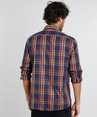 Camisa-Masculina-Comfort-Estampada-Xadrez-com-Bolso-Manga-Longa-Azul-Marinho-9445207-Azul_Marinho_2