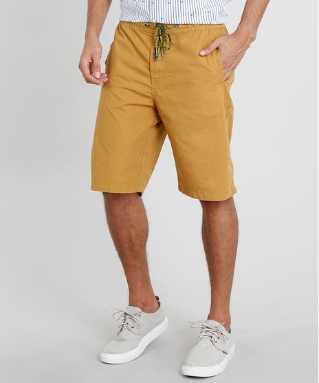 Bermuda-Masculina-com-Bolsos-e-Cordao-Mostarda-9447353-Mostarda_1