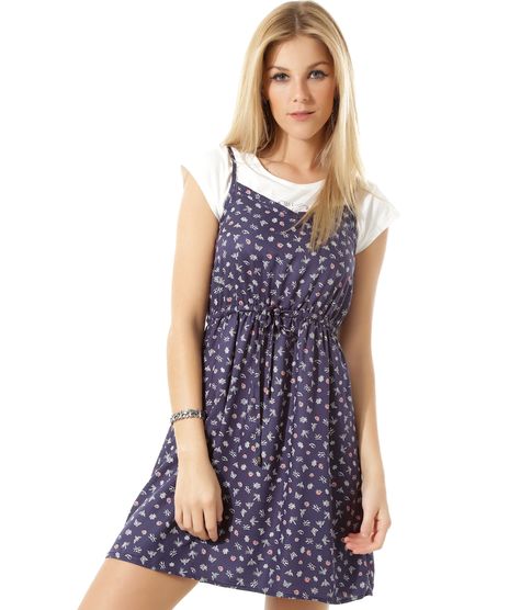 Vestido-Estampado-de-Insetos-Azul-Marinho-8353277-Azul_Marinho_1