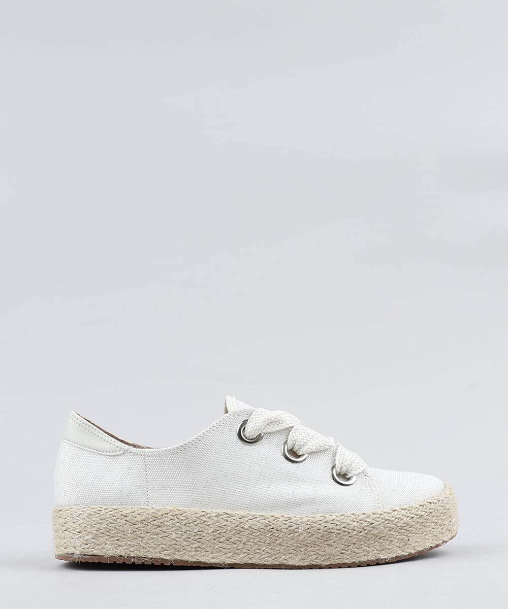 tênis feminino beira rio flatform com corda bege claro