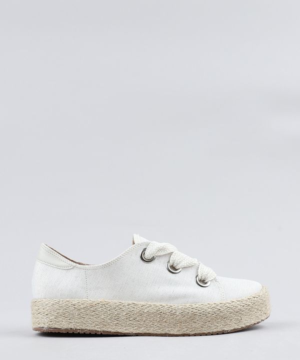 Tênis Feminino Beira Rio Flatform com Corda Bege Claro 37