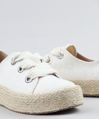 tênis feminino beira rio flatform com corda bege claro