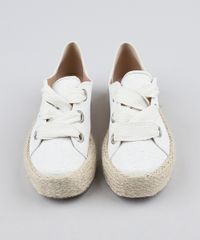 tênis feminino beira rio flatform com corda bege claro