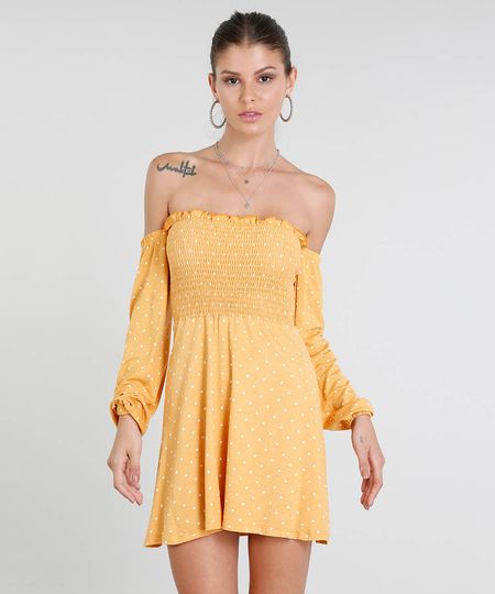 Vestido-Feminino-Curto-Ombro-a-Ombro-Estampado-de-Poa-Manga-Longa-Mostarda-9447662-Mostarda_1 Vestido-Feminino-Curto-Ombro-a-Ombro-Estampado-de-Poa-Manga-Longa-Mostarda-9447662-Mostarda_1