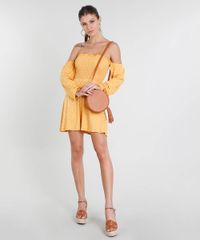 Vestido-Feminino-Curto-Ombro-a-Ombro-Estampado-de-Poa-Manga-Longa-Mostarda-9447662-Mostarda_3