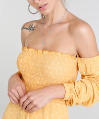 Vestido-Feminino-Curto-Ombro-a-Ombro-Estampado-de-Poa-Manga-Longa-Mostarda-9447662-Mostarda_4