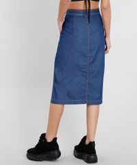 Saia-Jeans-Feminina-Midi-com-Botoes-e-Fendas-Azul-Escuro-9365658-Azul_Escuro_2