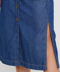 Saia-Jeans-Feminina-Midi-com-Botoes-e-Fendas-Azul-Escuro-9365658-Azul_Escuro_4