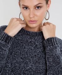 Sueter-Feminino-em-Trico-de-Chenille-Manga-Longa-Cinza-Mescla-Escuro-9356819-Cinza_Mescla_Escuro_4 Sueter-Feminino-em-Trico-de-Chenille-Manga-Longa-Cinza-Mescla-Escuro-9356819-Cinza_Mescla_Escuro_4