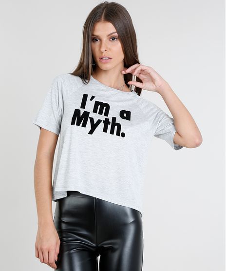 Blusa-Feminina--I-m-a-Myth---Manga-Curta-Decote-Redondo-Cinza-Mescla-Claro-9436144-Cinza_Mescla_Claro_1