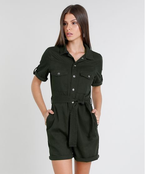 Macaquinho-de-Sarja-Feminino-com-Bolsos-Manga-Curta-Verde-Militar-9470539-Verde_Militar_1