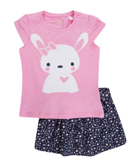 Conjunto-de-Blusa-Rosa---Saia-Floral-Azul-Marinho-8406019-Azul_Marinho_1