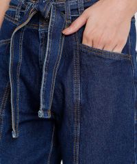 Calca-Jeans-Feminina-Mom-Clochard-com-Faixa-para-Amarrar-Azul-Escuro-9463410-Azul_Escuro_4