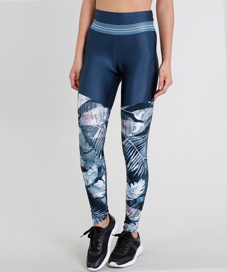 Calca-Legging-Feminina-Esportiva-Ace-com-Estampa-de-Folhagem-Azul-Marinho-9400118-Azul_Marinho_1