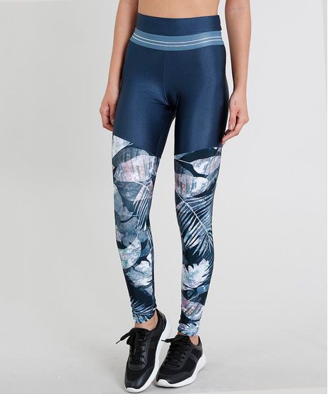 Calca-Legging-Feminina-Esportiva-Ace-com-Estampa-de-Folhagem-Azul-Marinho-9400118-Azul_Marinho_1