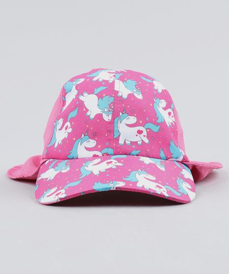 Bone-Infantil-Aba-Curva-Com-Estampa-de-Unicornio-e-Protetor-Pink-9465575-Pink_1