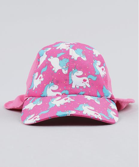 Bone-Infantil-Aba-Curva-Com-Estampa-de-Unicornio-e-Protetor-Pink-9465575-Pink_1