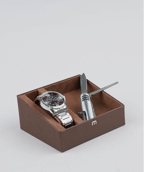 Kit-de-Relogio-Analogico-Mondaine-Masculino---Canivete---99320G0MGNE1K1-Prateado-9527763-Prateado_1