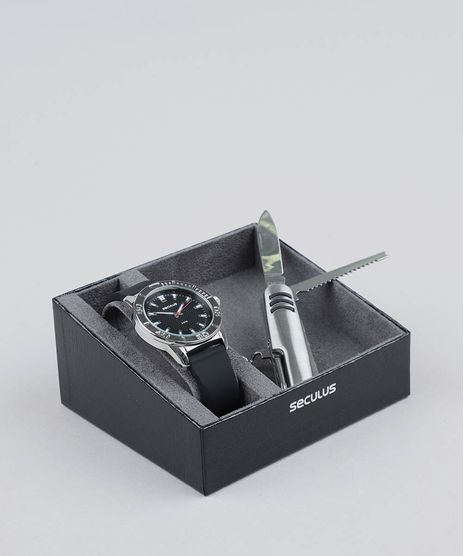 Kit-de-Relogio-Analogico-Seculus-Masculino---Canivete---23611G0SVNI1KB-Prateado-9507484-Prateado_1