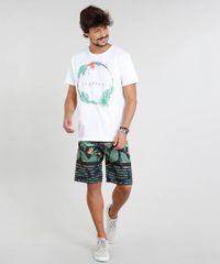 Bermuda-Surf-Masculina-Estampada-de-Folhagem-com-Bolso-Lateral-Preta-9271443-Preto_3