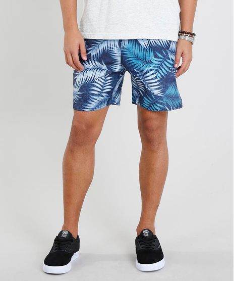 Short-Masculino-Estampado-de-Folhagem-com-Bolsos-Azul-Marinho-9443792-Azul_Marinho_1