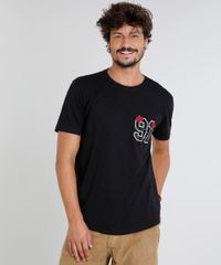 Camiseta-Masculina-com-Bordado-de-Rosa-Manga-Curta-Gola-Careca-Preta-9447031-Preto_1