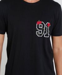 Camiseta-Masculina-com-Bordado-de-Rosa-Manga-Curta-Gola-Careca-Preta-9447031-Preto_4