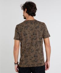 Camiseta-Masculina-Estampada-de-Folhas-Manga-Curta-Gola-Careca-Marrom-9460501-Marrom_2