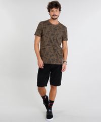 Camiseta-Masculina-Estampada-de-Folhas-Manga-Curta-Gola-Careca-Marrom-9460501-Marrom_3