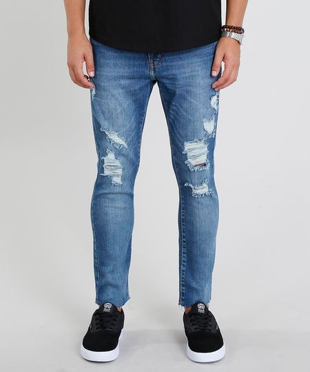 Calca-Jeans-Masculina-Carrot-Cropped-Destroyed-Azul-Medio-9439588-Azul_Medio_1
