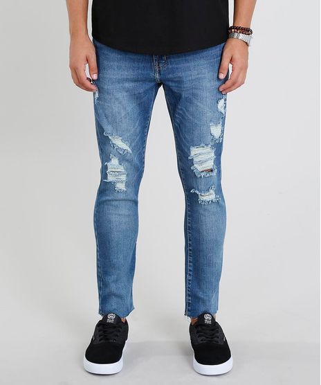 Calca-Jeans-Masculina-Carrot-Cropped-Destroyed-Azul-Medio-9439588-Azul_Medio_1