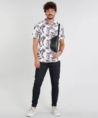 Camisa-Masculina-Estampada-de-Folhagem-com-Bolso-Manga-Curta-Branca-9367429-Branco_3